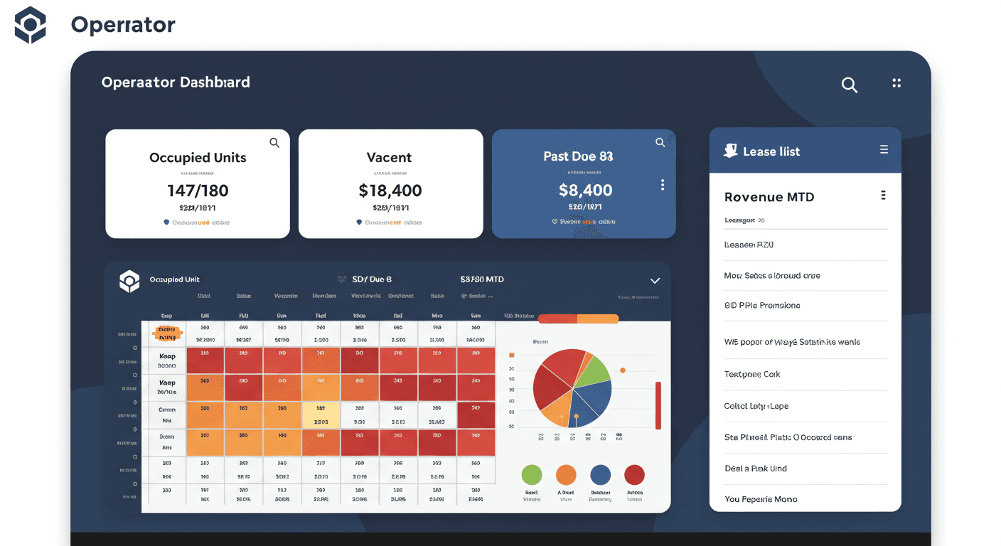Self-storage operator dashboard — unit occupancy, lease status, revenue at a glance